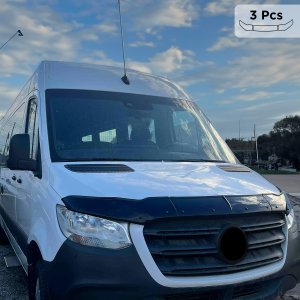 Mercedes Sprinter W907 Hood Deflector + Wind Deflector - Front - Omac - 2Pcs - 2018 Mercedes Sprinter W907 Hood Deflector + Wind Deflector - Front - Omac - 2Pcs - 2018